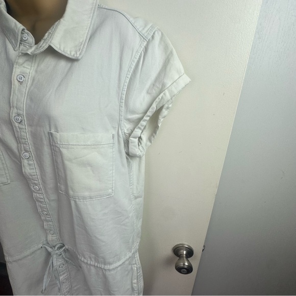 PAIGE Light Wash Mila Chambray Denim Cotton Button  Drawstring ShirtDress NWOT L - Picture 5 of 14